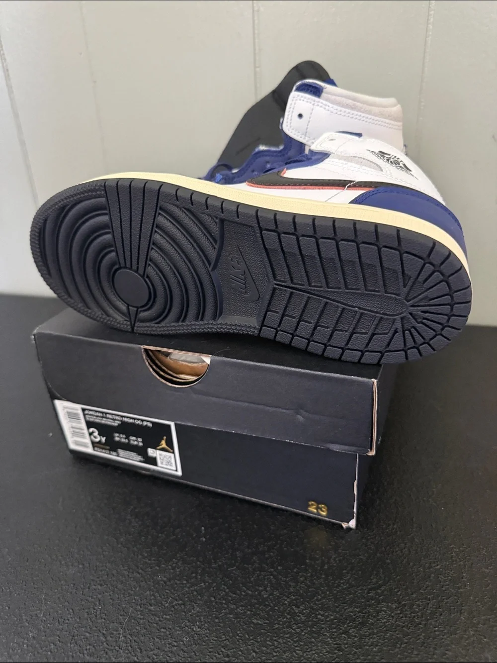 Nike Air Jordan 1 High - White, Deep Royal Blue & Black